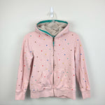 Load image into Gallery viewer, Mini Boden Shaggy Lined Hoodie Provence Dusty Pink Multi Spot 11-12
