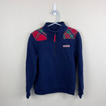 Load image into Gallery viewer, Vineyard Vines Girls Navy Blue Festive Plaid Shep Shirt S 7-8
