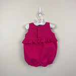 Load image into Gallery viewer, Vintage Tiny Toes Pink Ruffle Bow Romper 12 Months
