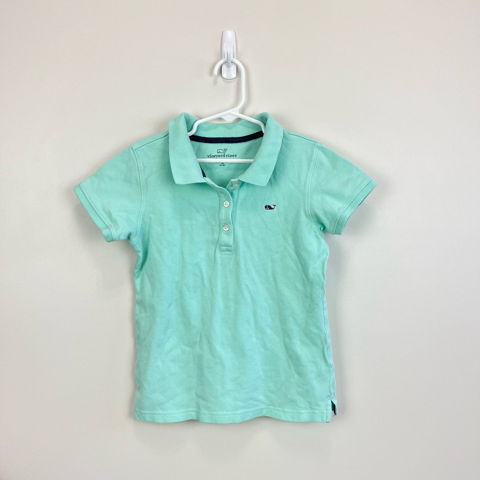 Vineyard Vines Girls Classic Green Pique Polo Shirt Small 7-8