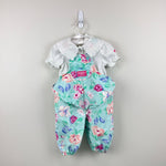 Load image into Gallery viewer, Vintage OshKosh B'gosh Green Floral Ballet Co Bunny Ruffle Overalls Set 3-6 Months USA
