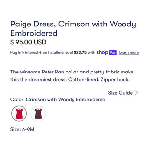 Classic Prep Childrenswear Paige Dress Crimson w/ Woody 6-9 Months NWT