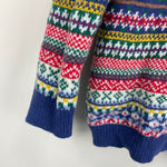 Load image into Gallery viewer, Mini Boden Fair Isle Reindeer Sweater Multi Navy Rudolph 6-7
