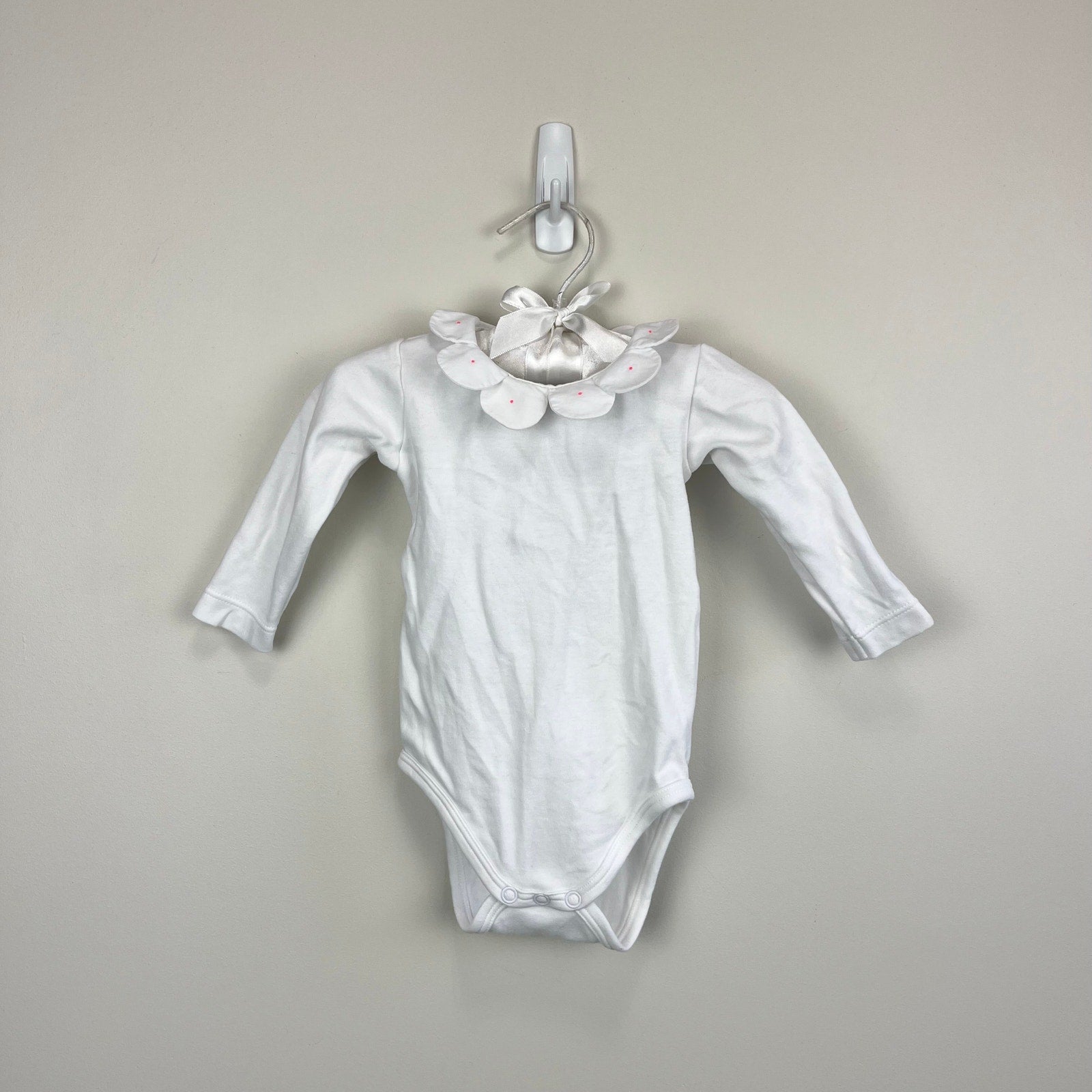 Jacadi Paris White Petal Collar Bodysuit 6 Months