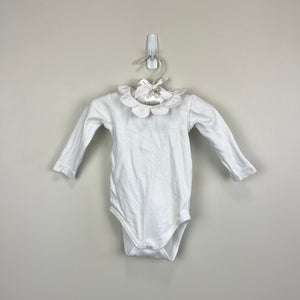 Jacadi Paris White Petal Collar Bodysuit 6 Months