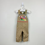 Load image into Gallery viewer, Vintage Carter&#39;s Tan Applique Train Overalls 12 Months USA
