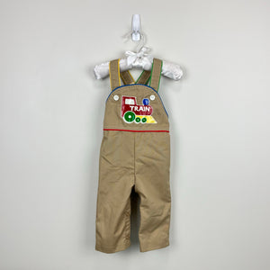 Vintage Carter's Tan Applique Train Overalls 12 Months USA