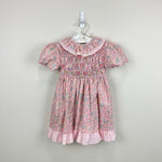 Load image into Gallery viewer, Vintage Polly Flinders Smocked Pink Floral Ruffle Dress 4T
