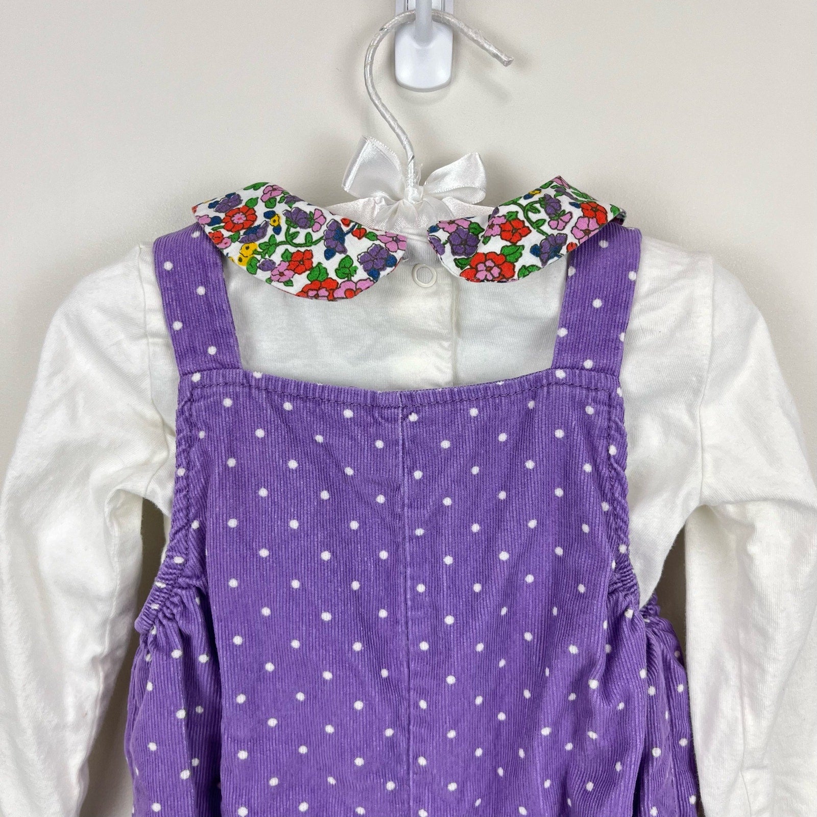 Mini Boden Cord Dungaree Set Aster Purple Pin Spot Bunny 12-18 Months