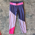 Load image into Gallery viewer, Under Armour Girls Heatgear Color Block Ankle Crop Pants Purple Ace
