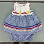 Load image into Gallery viewer, Vintage Y2K Youngland Seersucker Lady Bug Flower Applique Dress 3-6 Months
