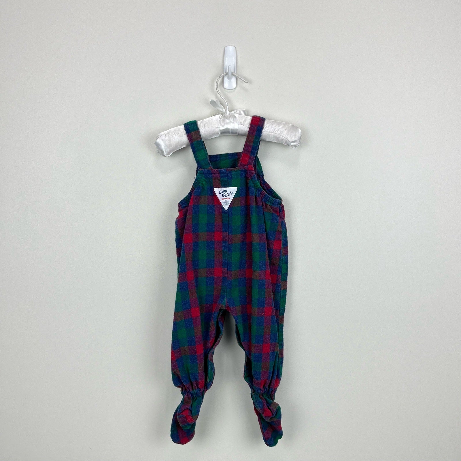 Vintage OshKosh B'gosh Plaid Footie Overalls 3-6 Months