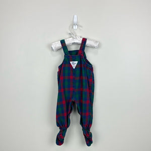 Vintage OshKosh B'gosh Plaid Footie Overalls 3-6 Months