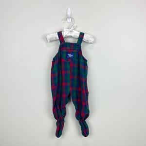 Vintage OshKosh B'gosh Plaid Footie Overalls 3-6 Months