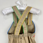 Load image into Gallery viewer, Vintage Carter&#39;s Tan Applique Train Overalls 12 Months USA
