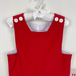 Load image into Gallery viewer, Mom &amp; Me Festive Red Longall Overalls 6 Months NWT
