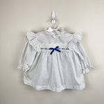 Load image into Gallery viewer, Vintage New York Kids White Navy Polka Dot Lace Bow Dress 3T USA

