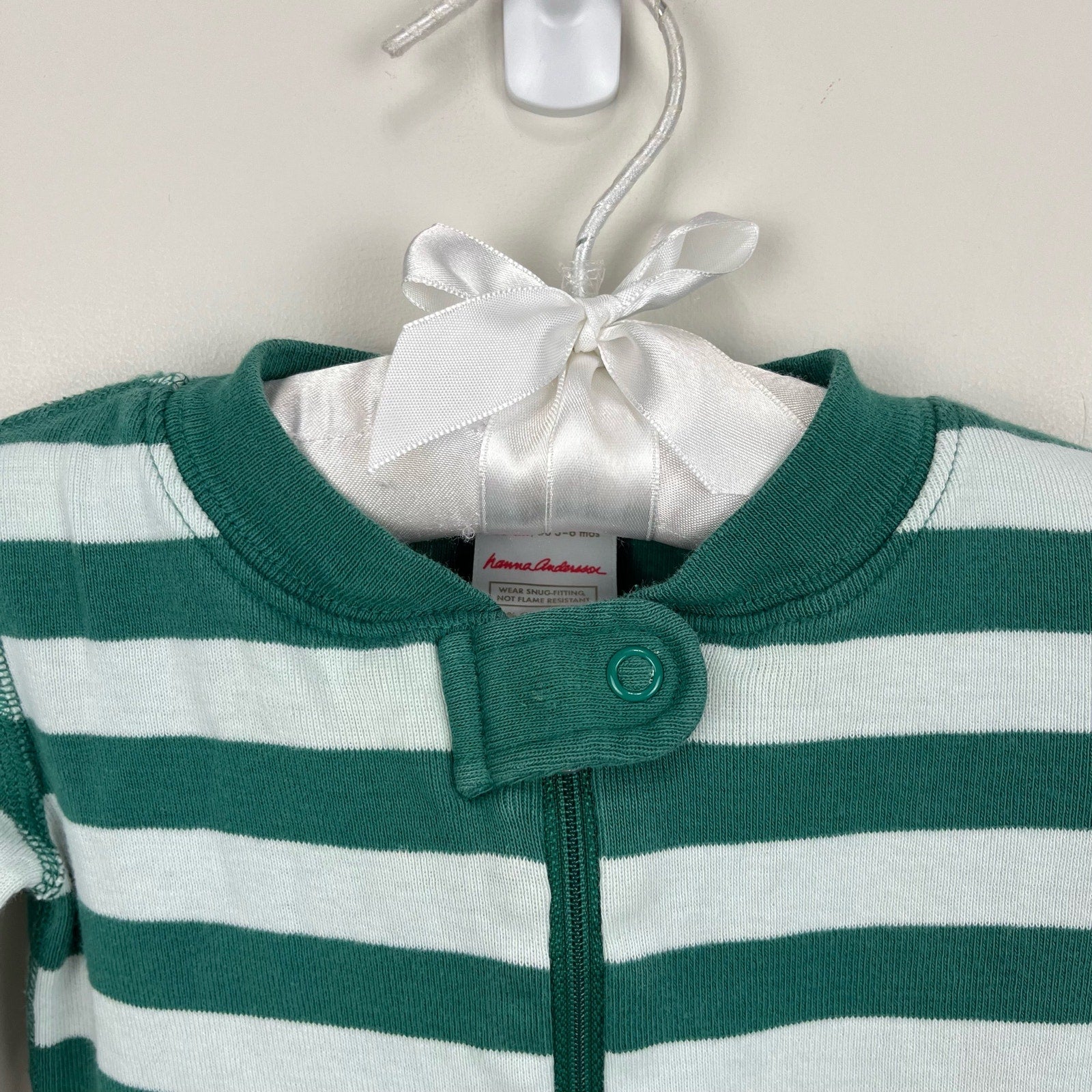 Hanna Andersson Green Striped Pajamas 60 cm 3-6 Months