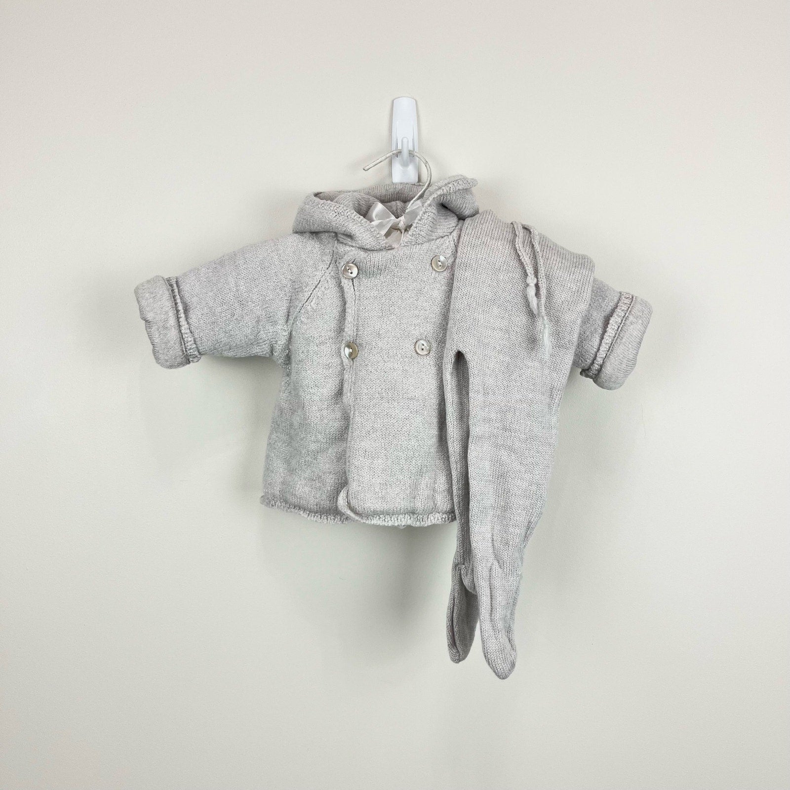 Bonpoint Gray Cardigan and Knit Pants Set 3 Months