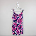 Load image into Gallery viewer, Lilly Pulitzer Girls Aleene Romper Nauti Navy Beyond the Sea L 8-10
