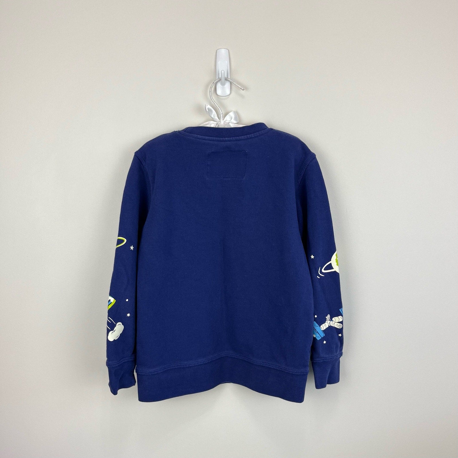 Mini Boden Glowing Space Sweatshirt School Navy Space Print 5-6