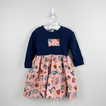 Load image into Gallery viewer, Vintage After the Stork Pink Navy Garden Dress XXS 2T USA
