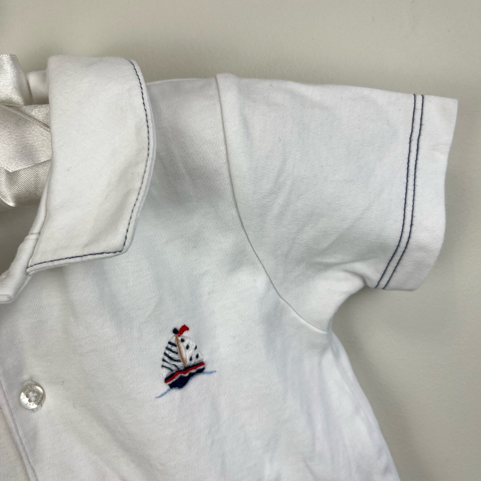 Kissy Kissy White Sailboat Playsuit Romper 9 Months