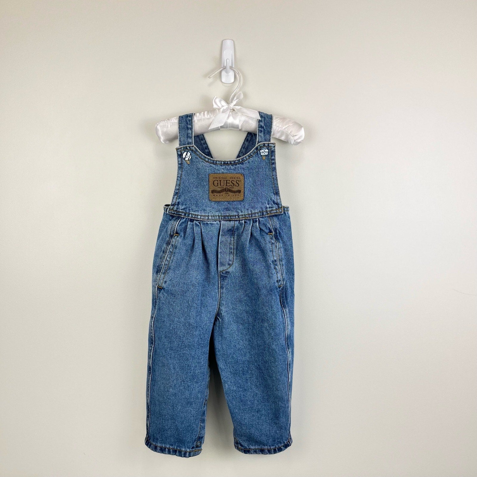 Vintage Guess Leather Patch Overalls 24 Months USA