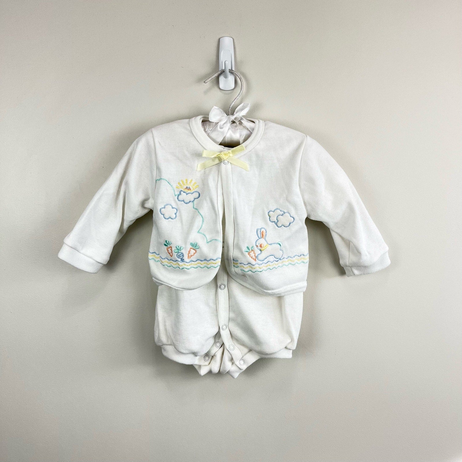 Vintage Doe-Spun Bunny Romper Set 6-9 Months