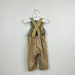 Load image into Gallery viewer, Vintage Carter&#39;s Tan Applique Train Overalls 12 Months USA
