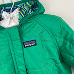 Load image into Gallery viewer, Patagonia Baby Reversible Puff-Ball Bunting Blue Green Waves 18 Months
