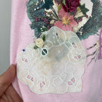 Load image into Gallery viewer, Vintage Tangled Long Sleeve Pink Flower Bouquet T-Shirt 8 USA NWT
