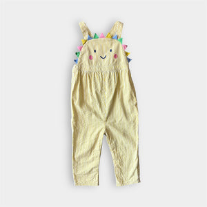 Mini Boden Sunshine Woven Dungarees Ivory Daffodil Sun 2-3