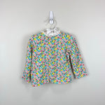 Load image into Gallery viewer, Mini Boden Long Sleeve Floral Ruffle Collar Shirt 12-18 Months
