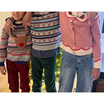 Load image into Gallery viewer, Mini Boden Fair Isle Reindeer Sweater Multi Navy Rudolph 6-7
