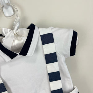 Jacadi Paris Striped Bubble Shortall Romper Set 3 Months