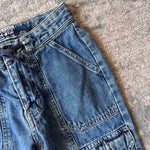 Load image into Gallery viewer, Vintage Y2K Limited Too Bootcut Cargo Tie Waist Blue Jeans 10
