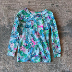 Load image into Gallery viewer, Lilly Pulitzer Girls Sammy Pajama Set Seasalt Blue Barking Up the Palm Tree 2T
