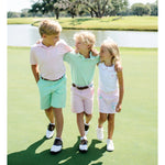 Load image into Gallery viewer, TBBC Paige's Playful Polo Barbados Blue Micro Dot w/ Pink 18-24 Months
