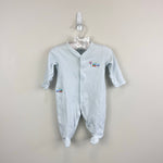 Load image into Gallery viewer, Kissy Kissy Blue Striped Train Footie 0-3 Months
