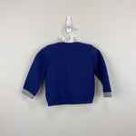 Load image into Gallery viewer, Mini Baby Boden Starboard Blue Santa Cardigan Sweater 3-6 Months
