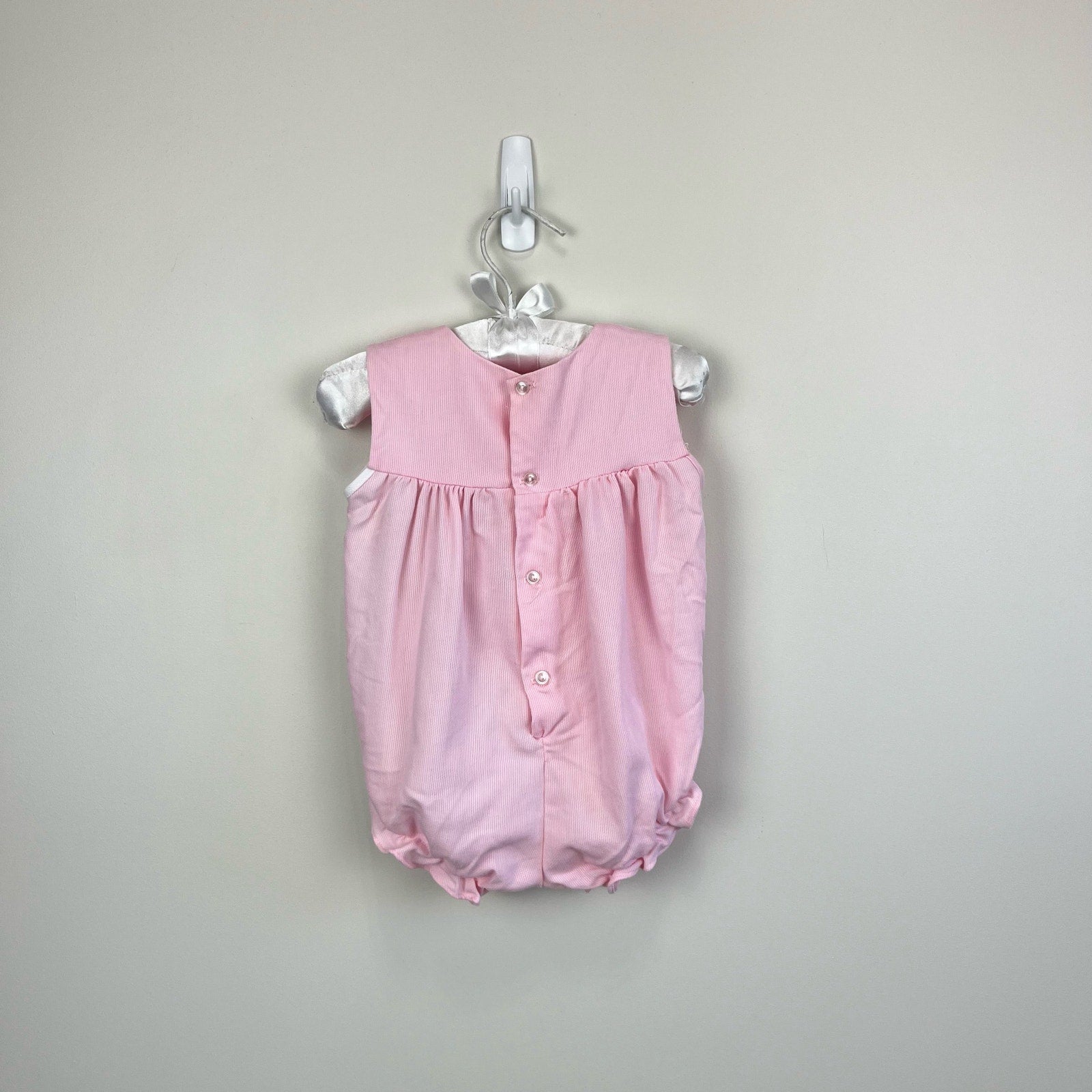 Vintage Baby Girl Pink White Kite Romper