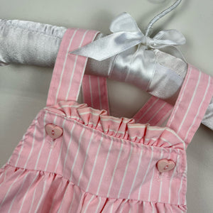 Vintage Healthtex Pink Striped Teddy Bear Overalls 24 Months USA