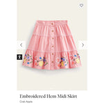 Load image into Gallery viewer, Mini Boden Embroidered Hem Midi Skirt Crab Apple Pink 5-6
