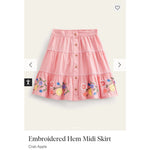 Load image into Gallery viewer, Mini Boden Floral Embroidered Hem Midi Skirt Crab Apple Pink 5-6
