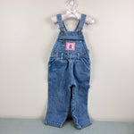 Load image into Gallery viewer, Vintage Liberty Blue Jean Teddy Bear Patch Overalls 3T
