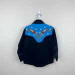 Load image into Gallery viewer, Rockmount Ranch Wear Kids Space Cowboy Western Shirt Black Turquoise S NWT
