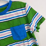 Load image into Gallery viewer, Mini Boden Short Sleeve Striped Pocket T-Shirt Green Blue 6-7 NWOT
