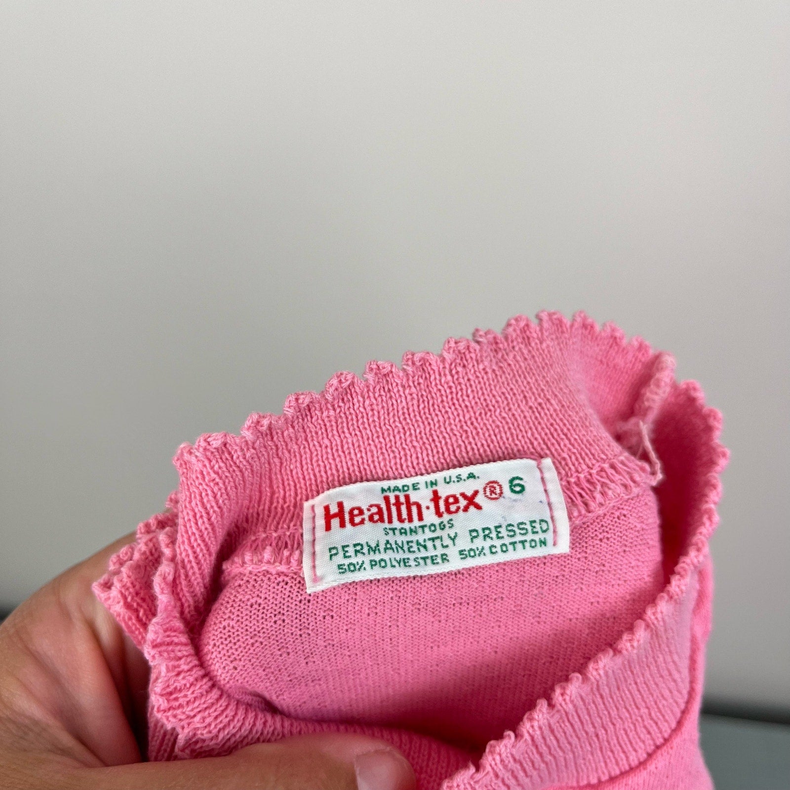 Vintage Healthtex Pink Pointelle Tee 6 USA