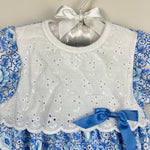 Load image into Gallery viewer, Vintage Healthtex Blue Floral Lace Bow Shortall Romper 6-9 Months
